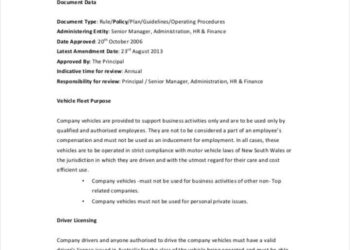 FREE 21+ Company Vehicle Policy Templates in PDF | MS Word | Google ...